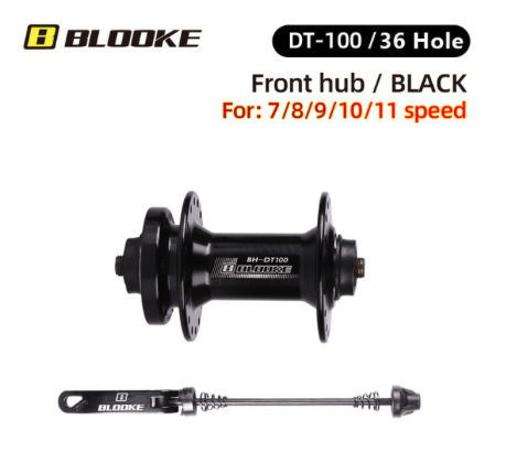 Maza delantera Blooke para disco 100 x 9 mm, 36 rayos, negra