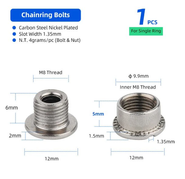 Perno de plato M8 6 mm