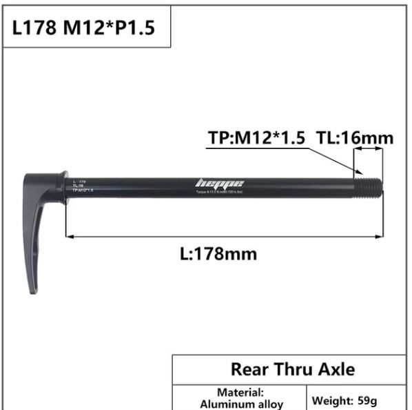 Eje pasante HEPPE 12 x 178 mm M12 x 1.5