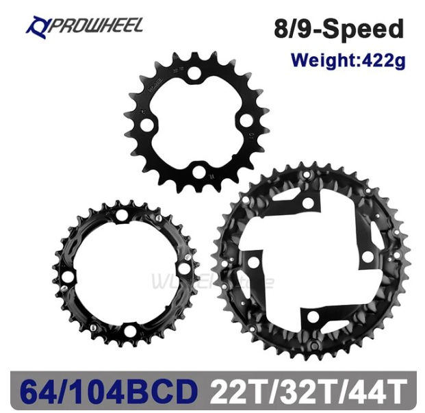 Coronas Prowheel triple plato 44-32-22T 8-9 velocidades
