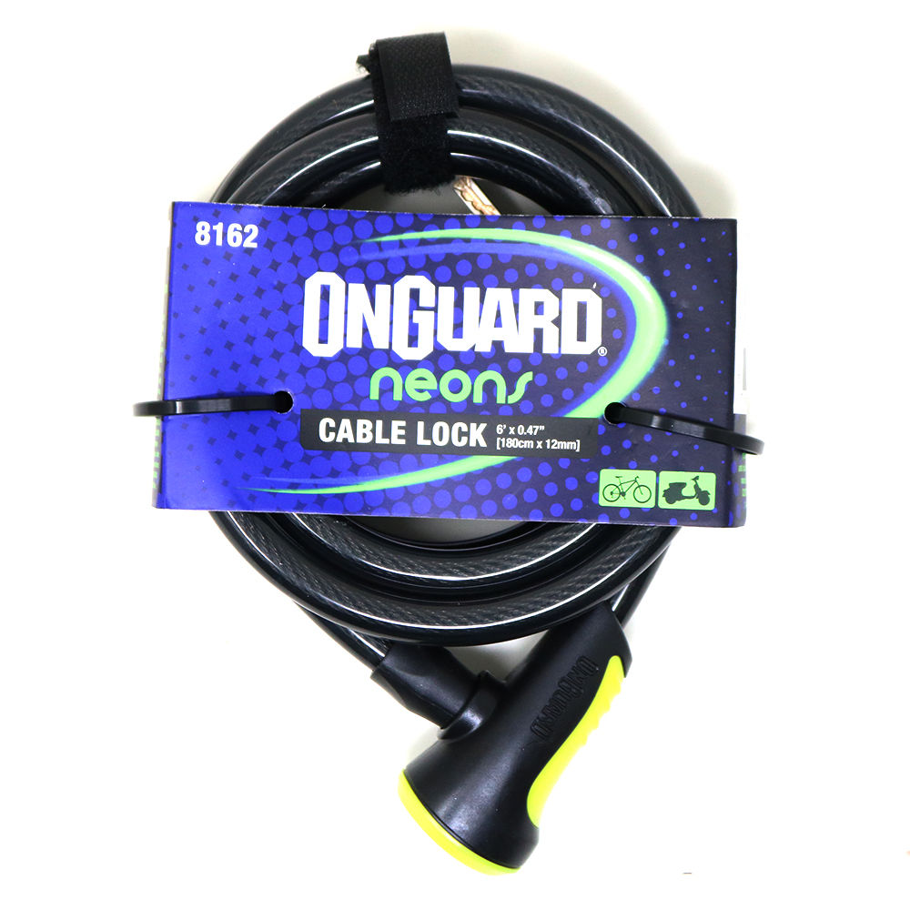 Candado espiral OnGuard 180 cm x 12 mm amarillo, con llave