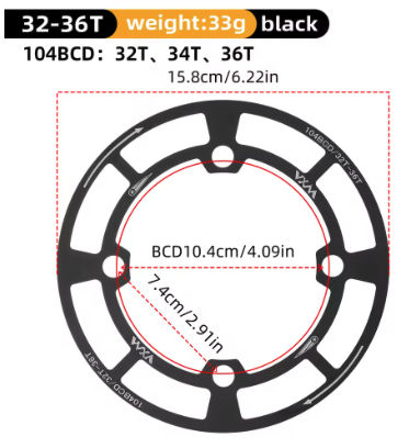 Protector de plato 104 BCD para 32 a 36T