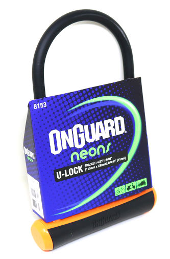 Candado U-lock OnGuard Neon 115 x 230 mm naranjo, con llave